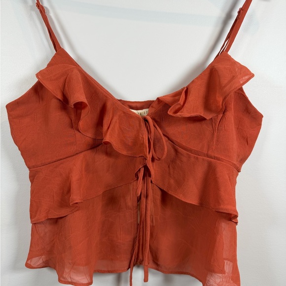Thirty Thirty Tops - Thirty Thirty Elegant Rust Ruffled Camisole-NWT-Medium